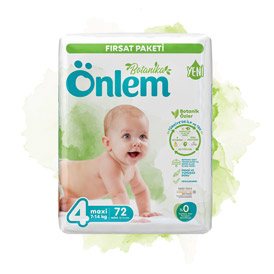 Önlem Botanika Bebek Bezi Fırsat Paketi 4 Beden Maxi 72 Adet (7-14 kg)